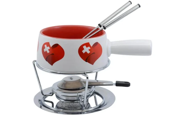 Bon marché 🧨 Kadastar Service à Fondue Au Fromage Small Swiss Love 5 Pièce/s, Rouge/Blanc – Kit De Fondue ❤️ boutique 1