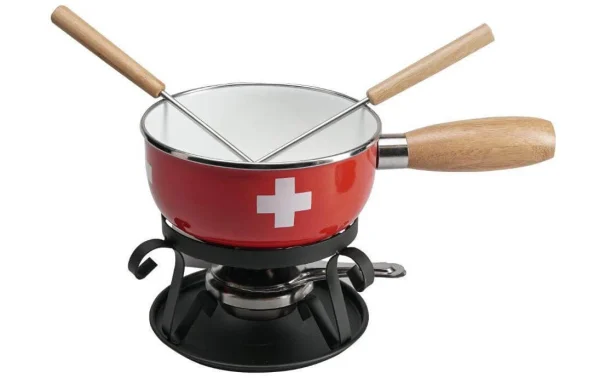 Offres 🎁 Nouvel Service à Fondue Au Fromage CH-Kreuz 5 Pièce/s, Rouge/Blanc – Kit De Fondue 🥰 Service Clients Dédié 1