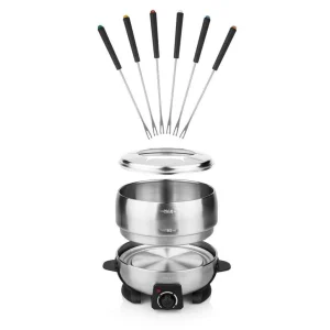 de garantie authentique Tout neuf 🎁 Princess Service à Fondue Tout-en-un 800 Watt 7 Pièce/s, Noir/Argenté – Kit De Fondue 😉 9