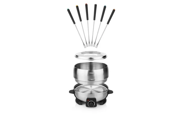 de garantie authentique Tout neuf 🎁 Princess Service à Fondue Tout-en-un 800 Watt 7 Pièce/s, Noir/Argenté – Kit De Fondue 😉 4