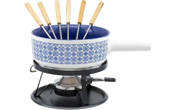 marque pas cher Les meilleures critiques de 🧨 Kadastar Service à Fondue Au Fromage Kacheln 9 Pièce/s, Bleu/Blanc – Kit De Fondue 😉 1