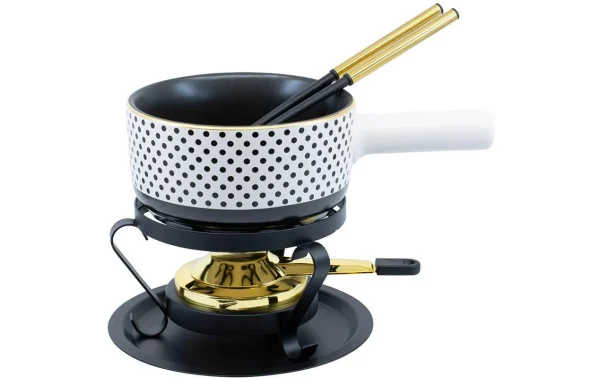 Coupon 😉 Kadastar Service à Fondue Au Fromage Dots 5 Pièce/s, Noir – Kit De Fondue 👍 shopping pas cher 1