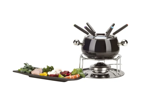 Nouveau ✔️ Nouvel Service à Fondue à La Viande Noir 9 Pièce/s, Noir/Argenté – Kit De Fondue 🥰 qualité d’originales 3