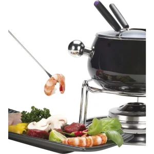 Nouveau ✔️ Nouvel Service à Fondue à La Viande Noir 9 Pièce/s, Noir/Argenté – Kit De Fondue 🥰 qualité d’originales 9