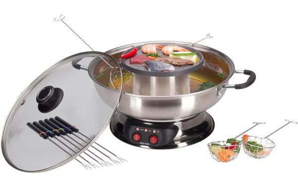 guranteed de qualité Acheter ✔️ Nouvel Service à Fondue à La Viande Gourmet Pot 16 Pièce/s, Argenté – Kit De Fondue 💯 3